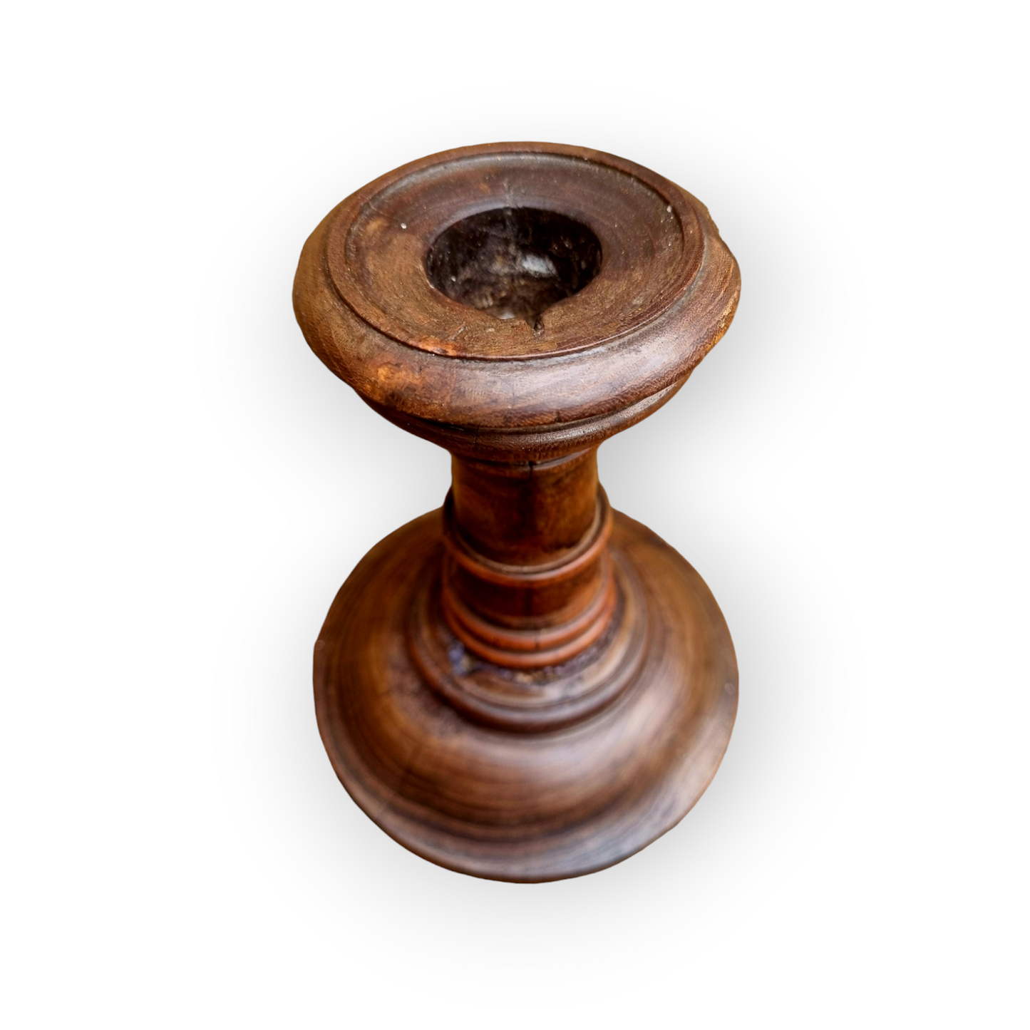 Single 18th-Century Antique Treen / Turned Wooden Candlestick