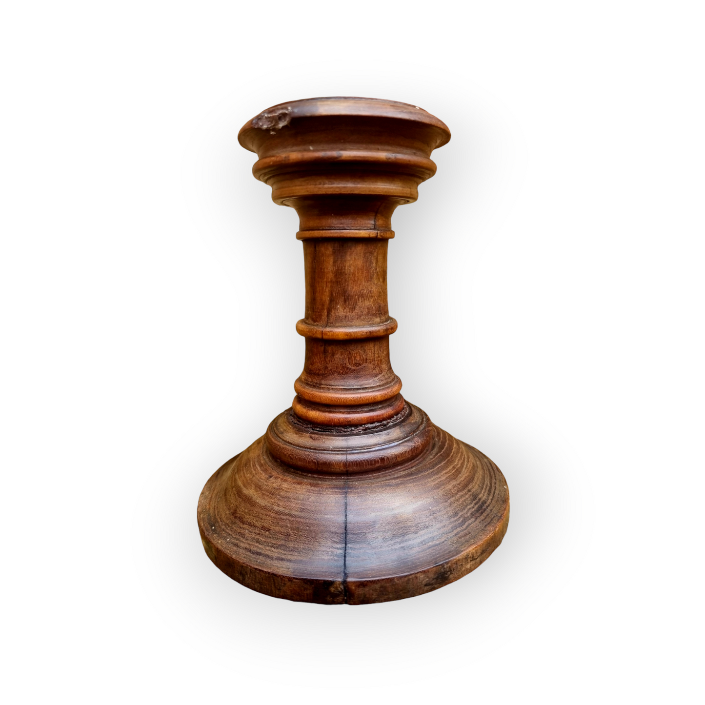 Single 18th-Century Antique Treen / Turned Wooden Candlestick