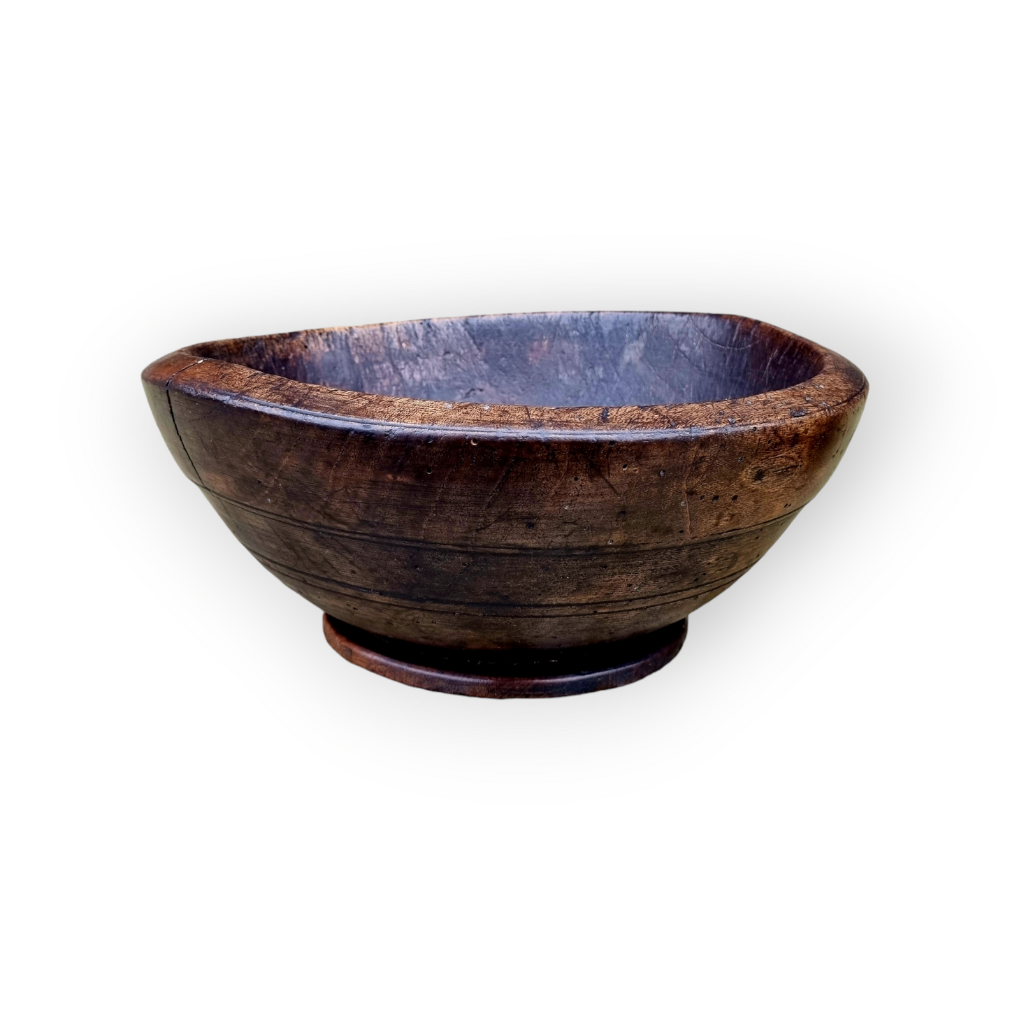 18th-Century English Antique Treen Dairy Bowl