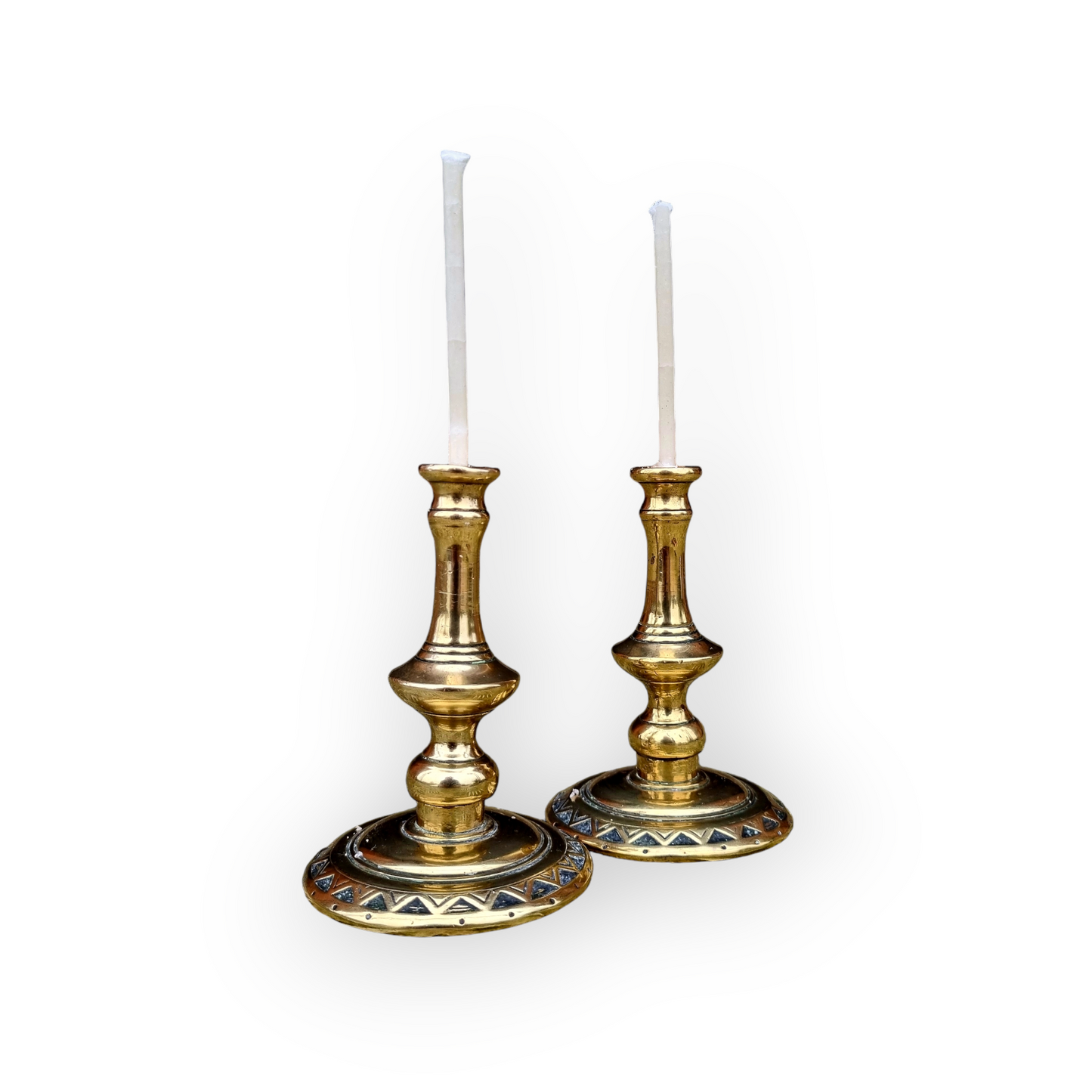 Pair of 19th-Century English Antique Brass Tapersticks