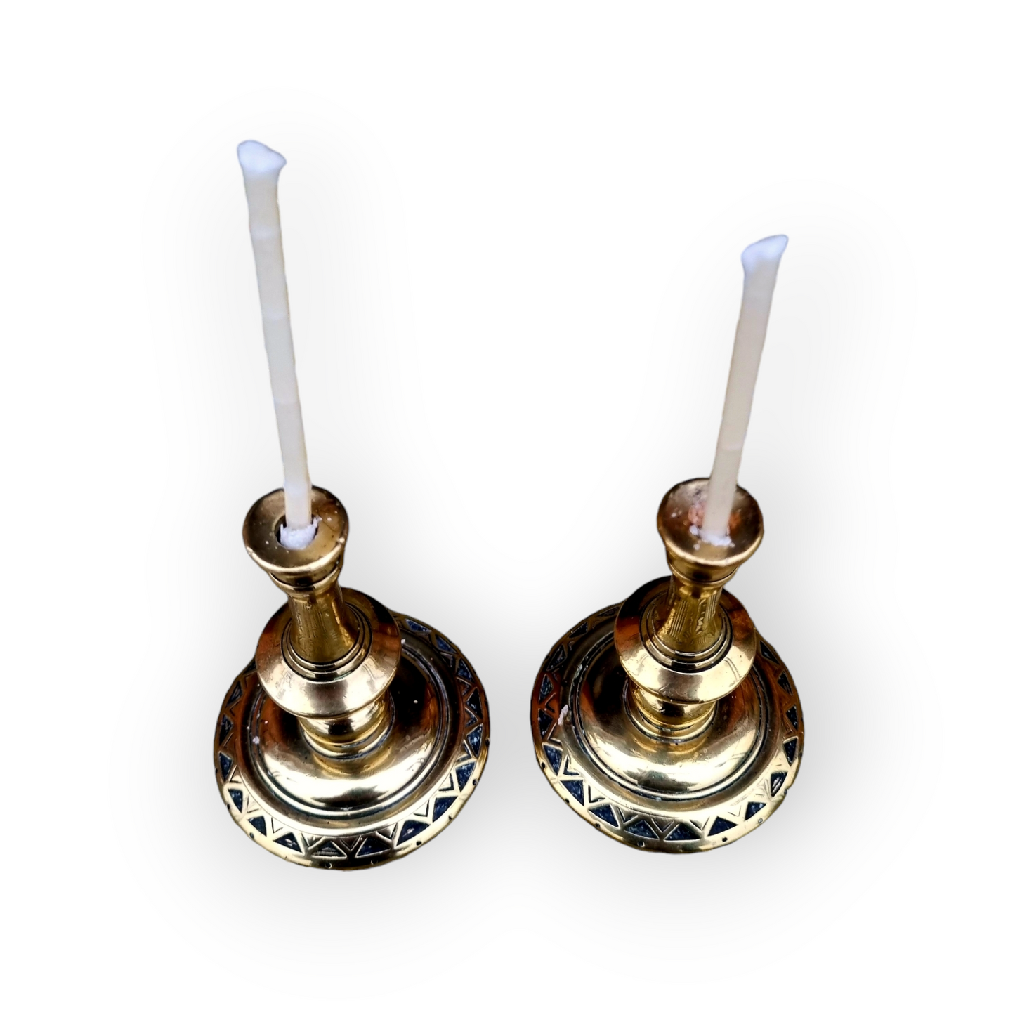 Pair of 19th-Century English Antique Brass Tapersticks