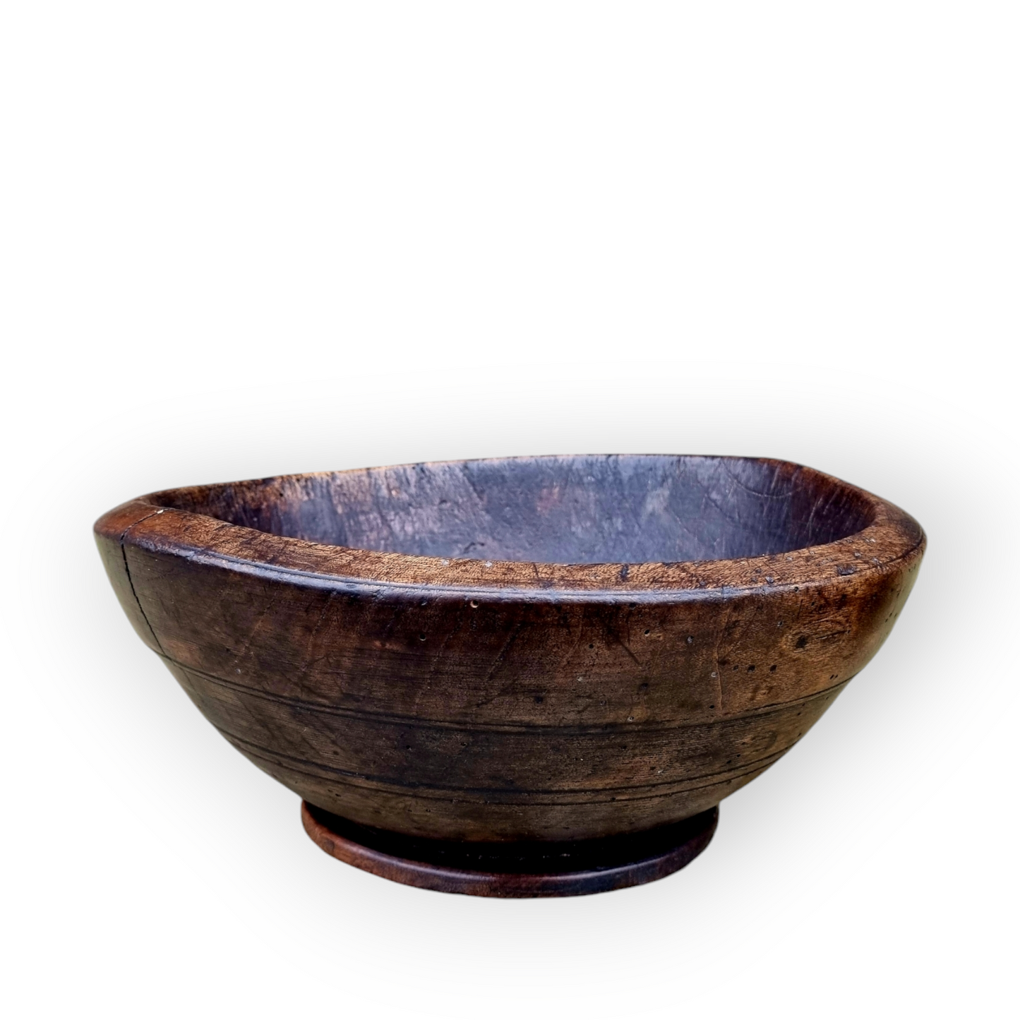 18th-Century English Antique Treen Dairy Bowl