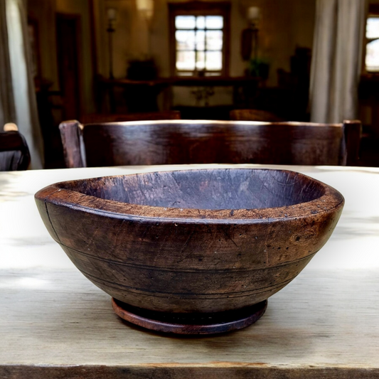 18th-Century English Antique Treen Dairy Bowl