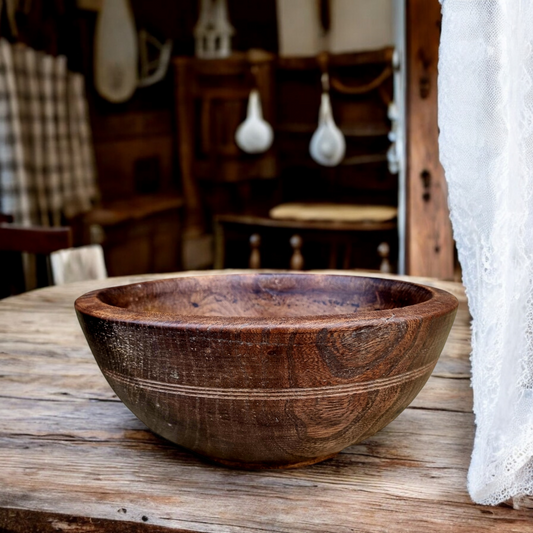 18th-Century English Antique Treen / Turned Ash Dairy Bowl