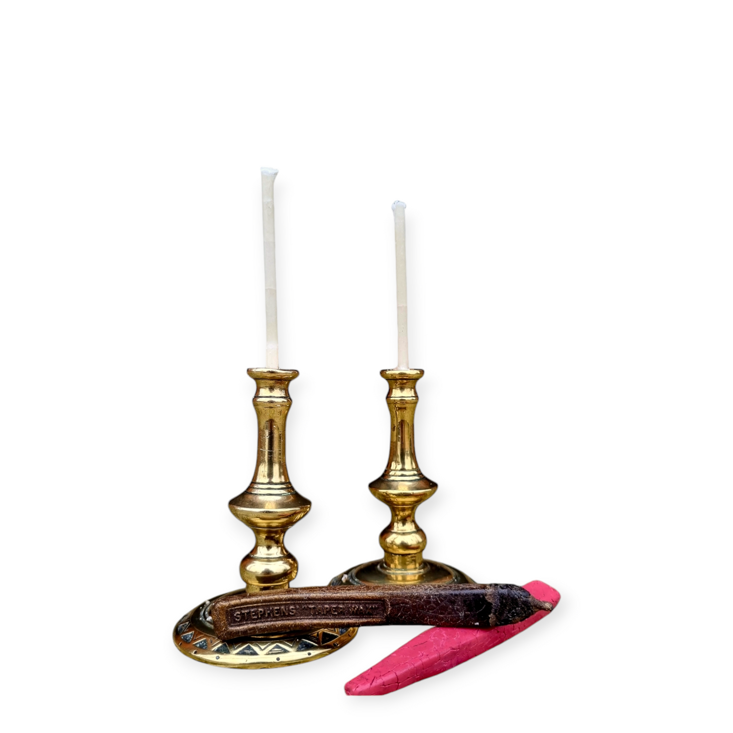 Pair of 19th-Century English Antique Brass Tapersticks