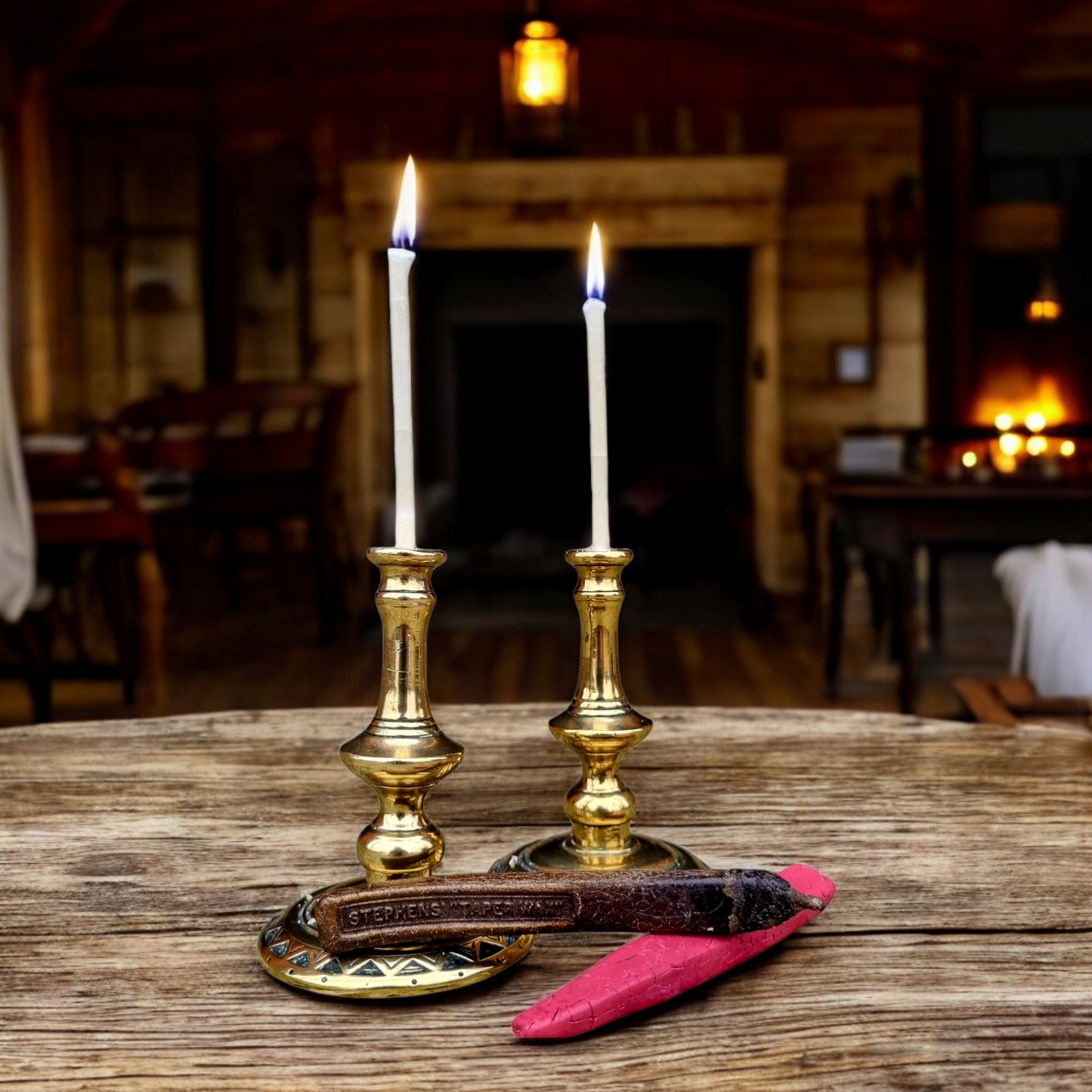 Pair of 19th-Century English Antique Brass Tapersticks