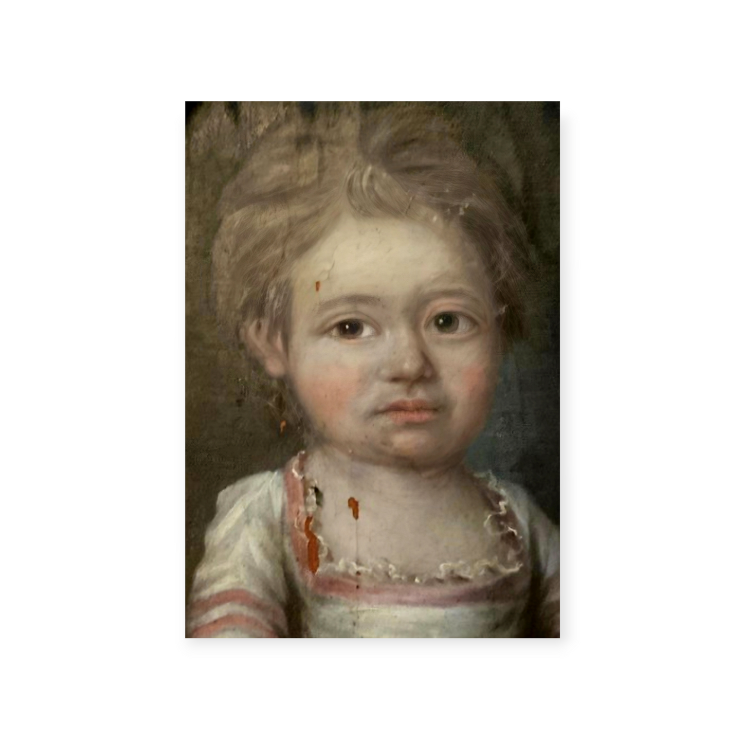 Naive 18th-Century Italian School Antique Oil On Canvas Portrait Of A Young Girl