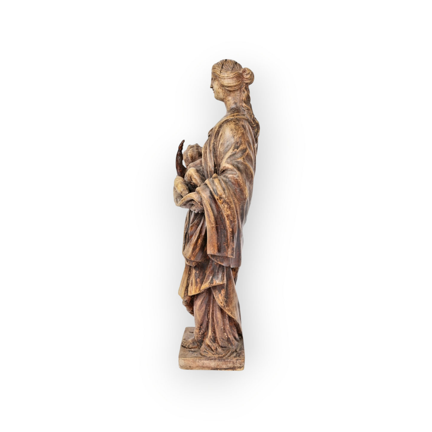 18th-Century Italian Antique Neoclassical Carved Wooden Sculpture Of The Virgin & Child