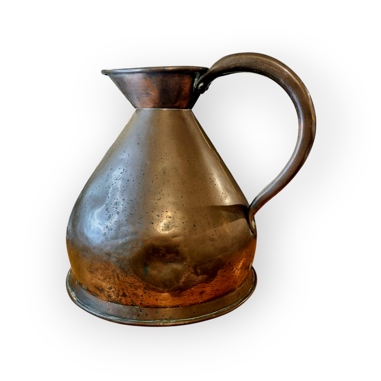 Late 18th-Century English Antique Copper Lipped 1 Gallon Jug / Pitcher / Measure Bearing The Duty Mark Of George III