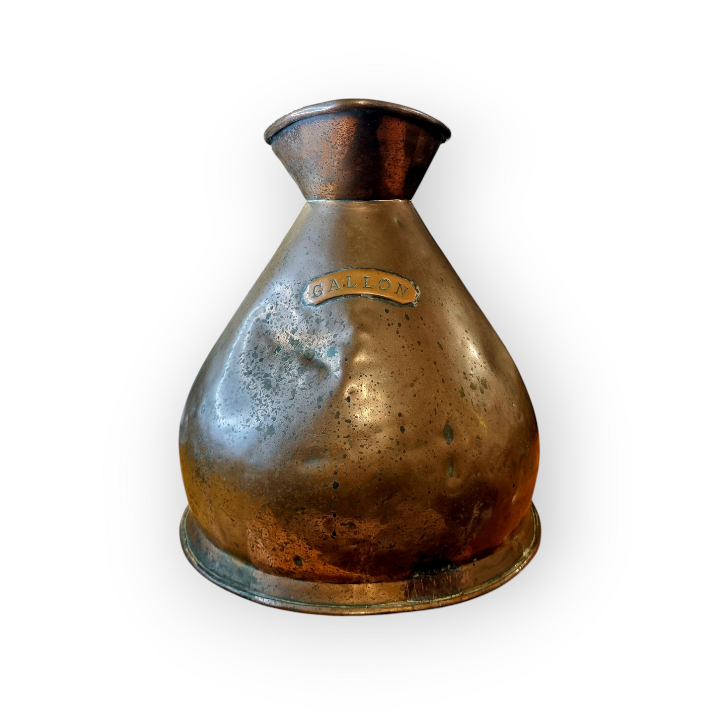 Late 18th-Century English Antique Copper Lipped 1 Gallon Jug / Pitcher / Measure Bearing The Duty Mark Of George III