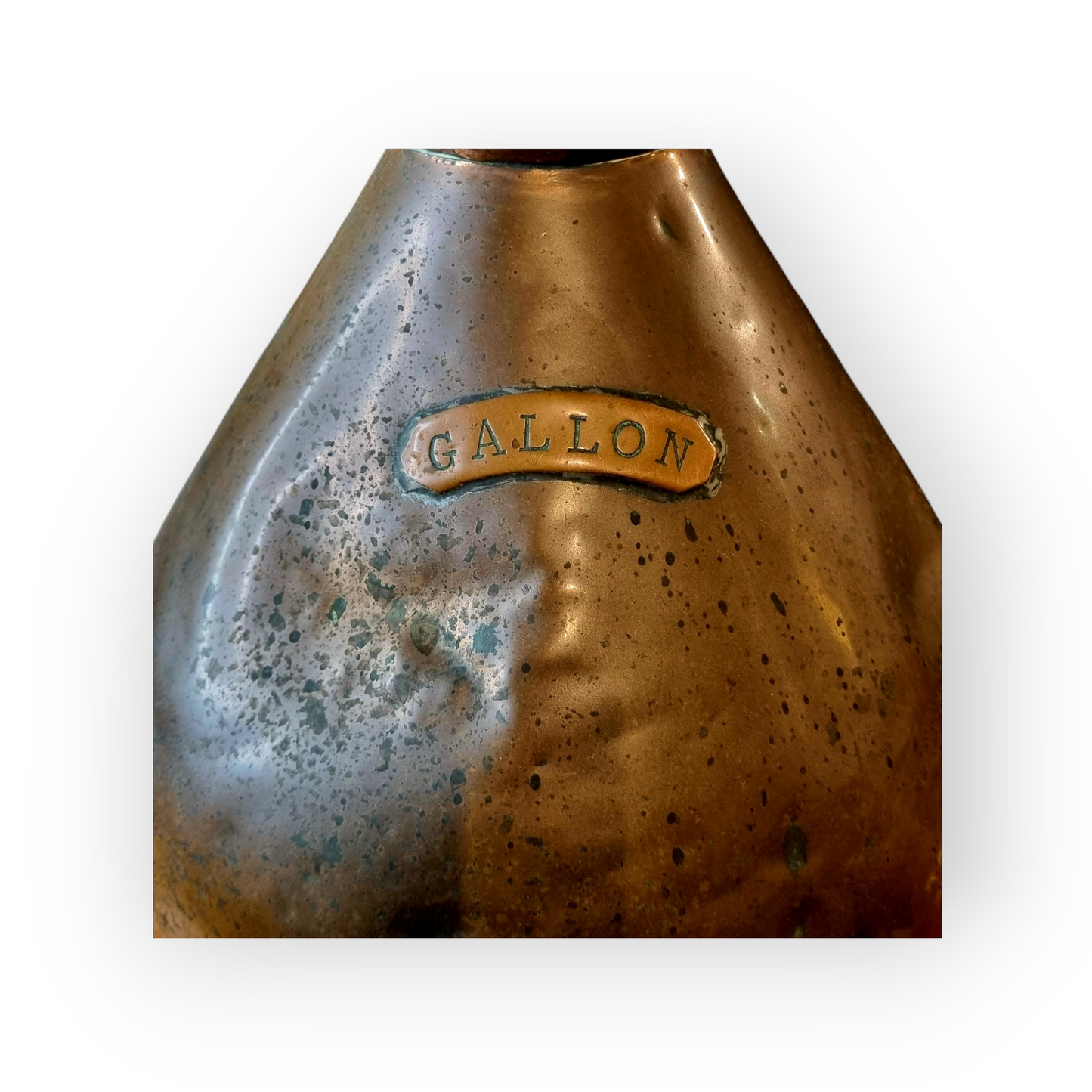 Late 18th-Century English Antique Copper Lipped 1 Gallon Jug / Pitcher / Measure Bearing The Duty Mark Of George III