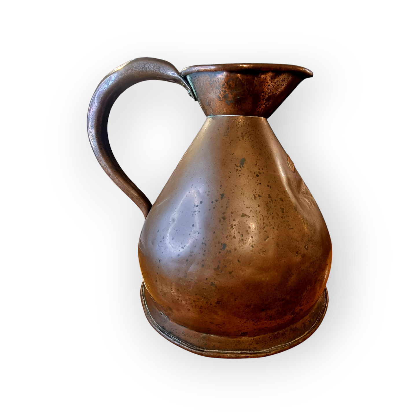 Late 18th-Century English Antique Copper Lipped 1 Gallon Jug / Pitcher / Measure Bearing The Duty Mark Of George III