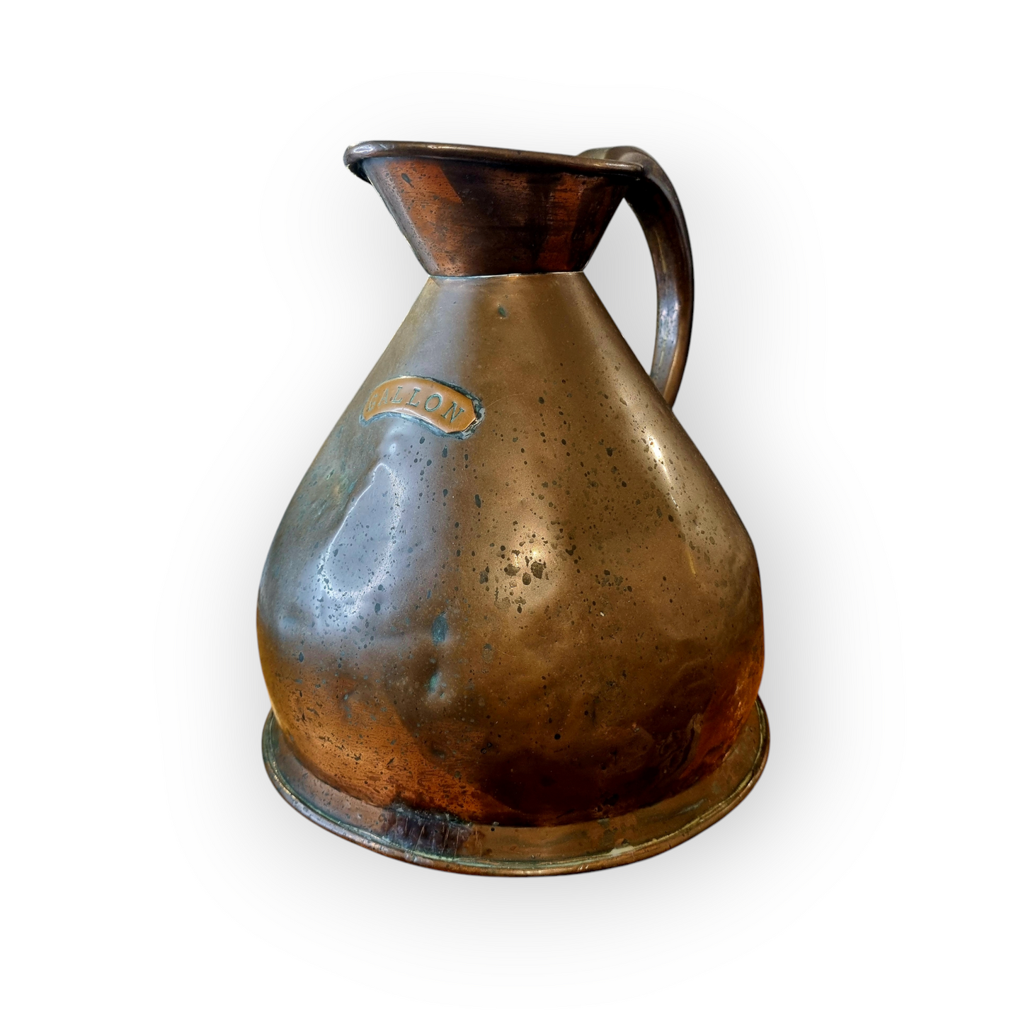 Late 18th-Century English Antique Copper Lipped 1 Gallon Jug / Pitcher / Measure Bearing The Duty Mark Of George III