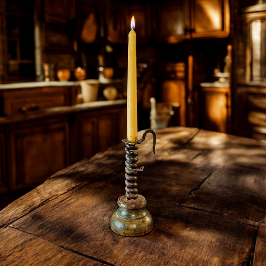 Late 18th Century English / Welsh Antique "Rat Tail" Candleholder / Courting Candlestick