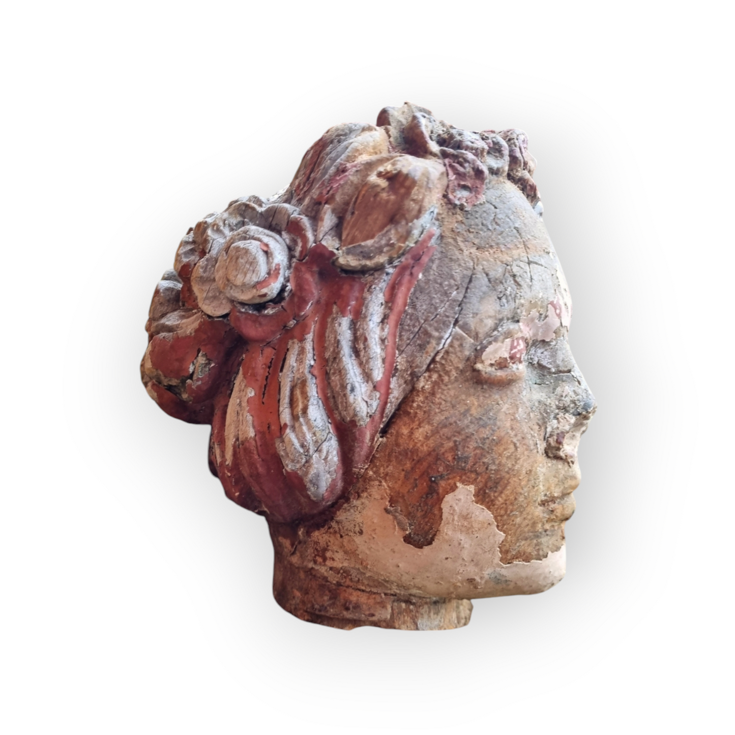 An 18th Century Italian "Grand Tour" Neoclassical Antique Carved Wooden Head Of A Female