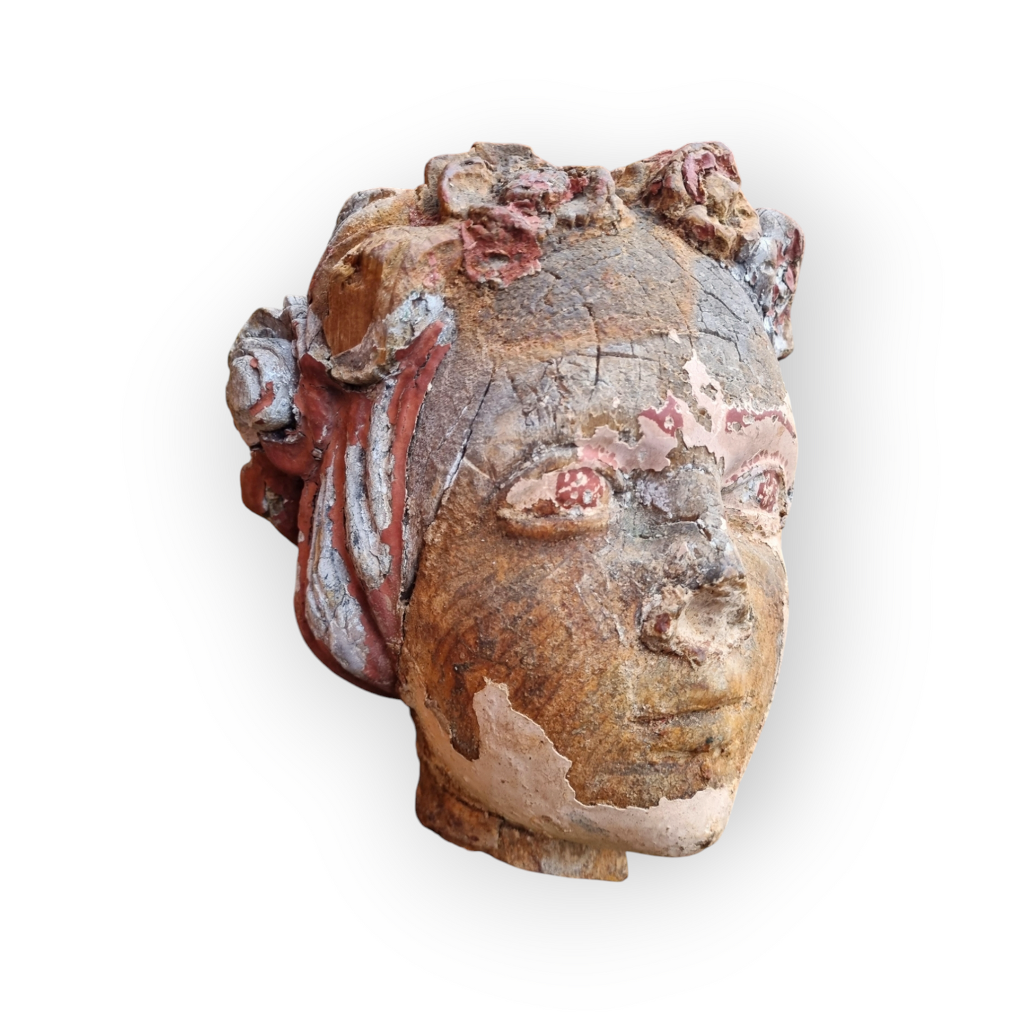 An 18th Century Italian "Grand Tour" Neoclassical Antique Carved Wooden Head Of A Female