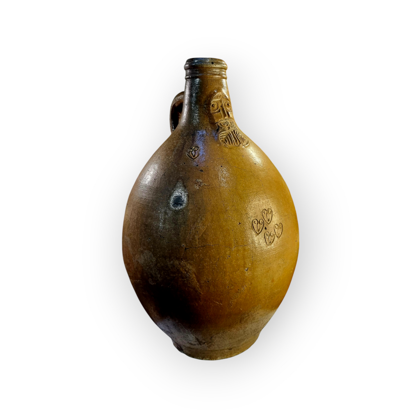 A Large Late 17th-Century / Early 18th-Century German Antique Stoneware Bellarmine Jug / Bartmannkrug With Good Provenance