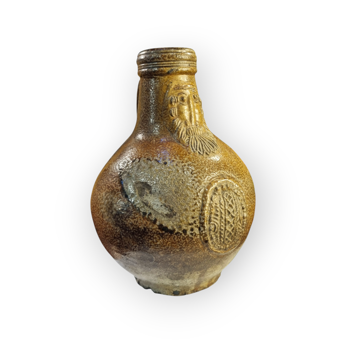 17th-Century German Antique Stoneware Bellarmine Jug or Bartmannkrug, circa 1620-1675, With Good Provenance