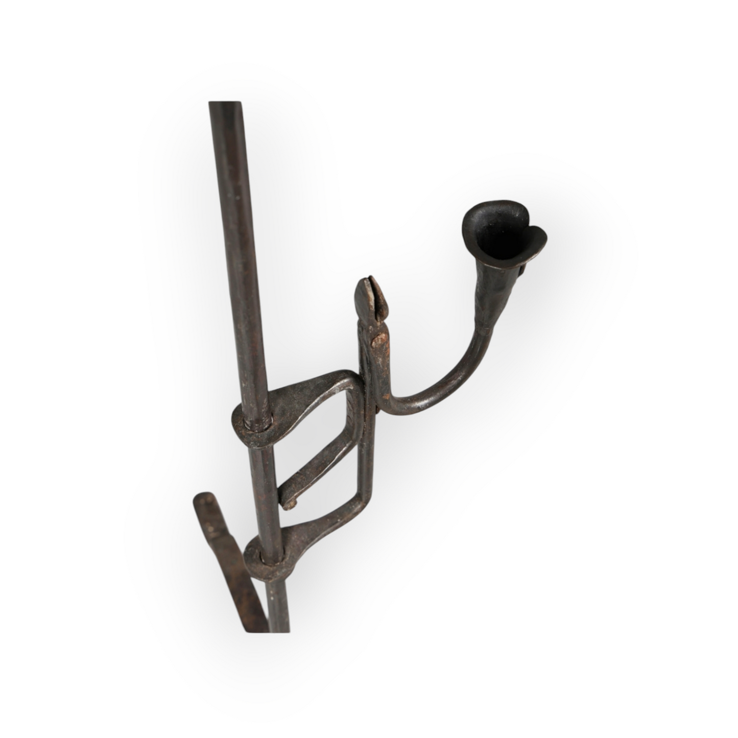 17th-Century English Antique Wrought Iron Adjustable Candle Holder