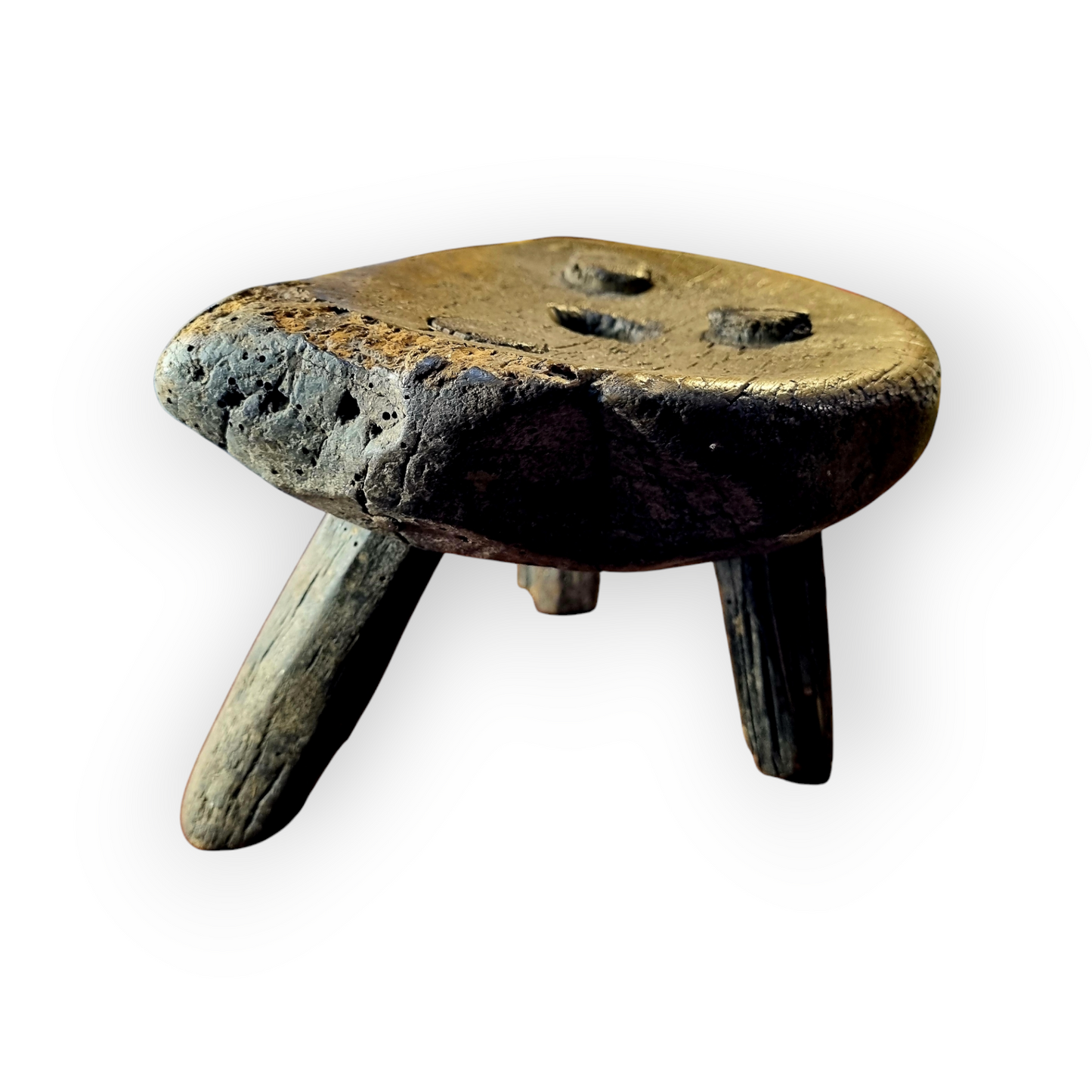 Late 18th Century Primitive Welsh Antique Child's Milking Stool