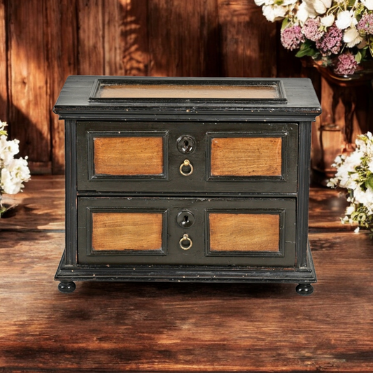 Diminutive Early 18th-Century Antique Table Cabinet / Chest / Jewellery Box