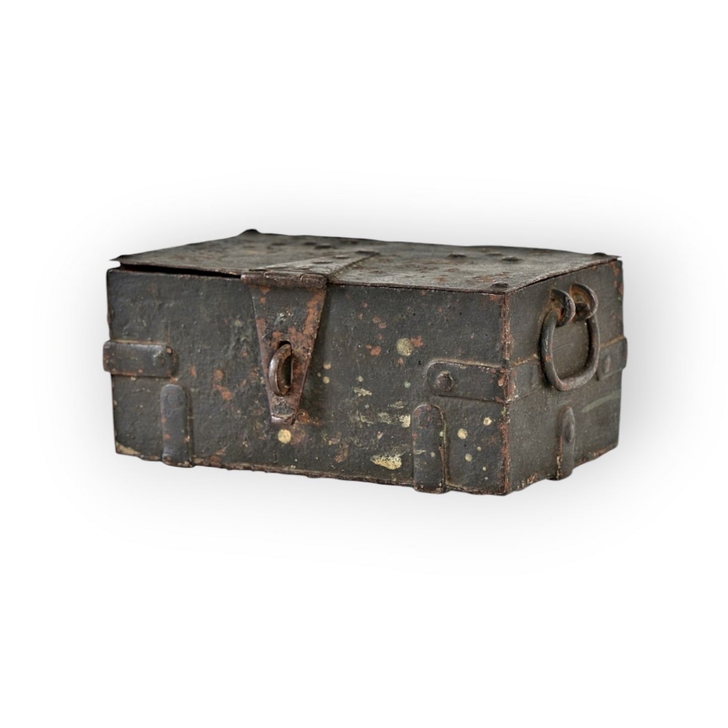 Diminutive 16th-Century French Antique Iron Missal Box / Small Antique Iron Strong Box