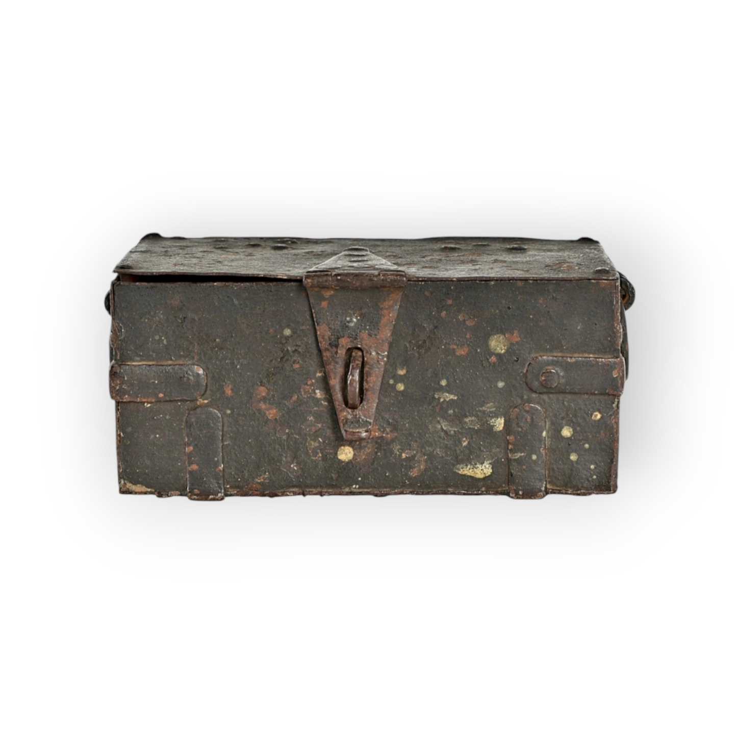 Diminutive 16th-Century French Antique Iron Missal Box / Small Antique Iron Strong Box