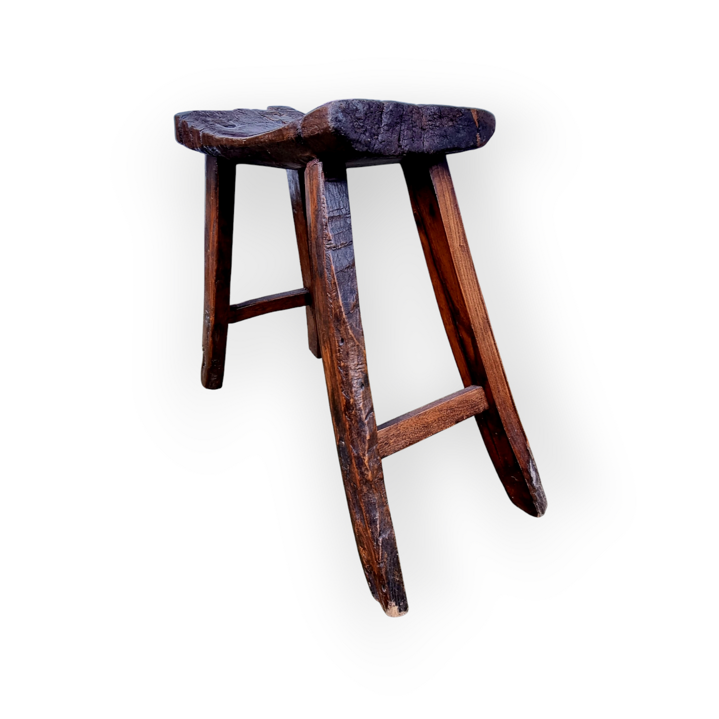 19th-Century Rustic / Primitive Antique Wooden Stool