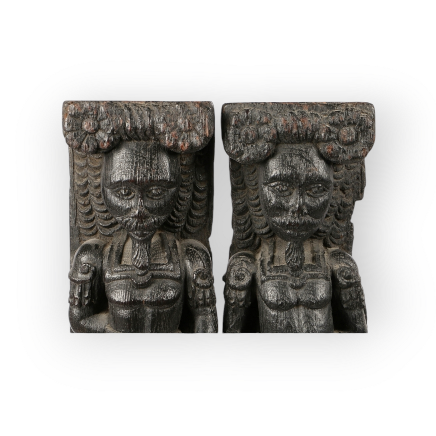 Pair of Late 16th-Century English Antique Carved Oak Terms, Circa 1580