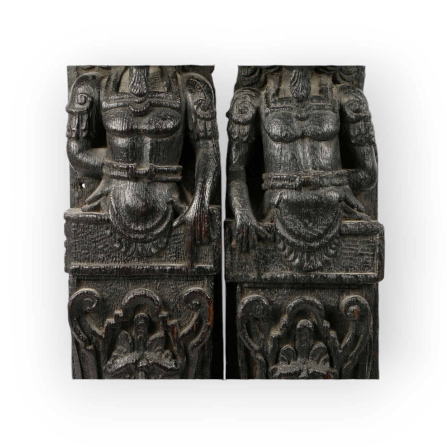 Pair of Late 16th-Century English Antique Carved Oak Terms, Circa 1580