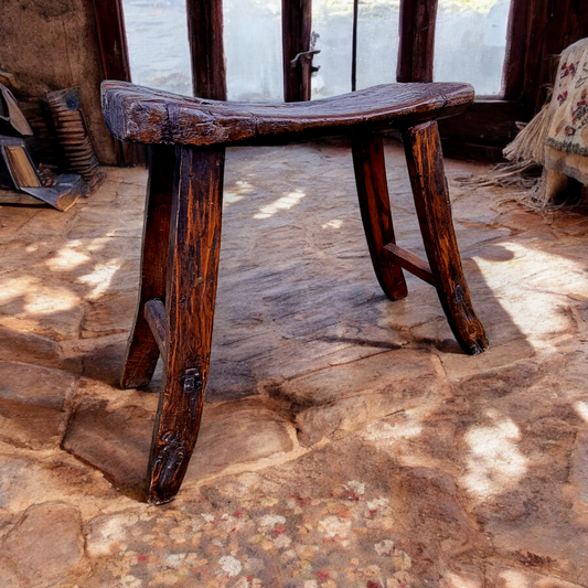 19th-Century Rustic / Primitive Antique Wooden Stool