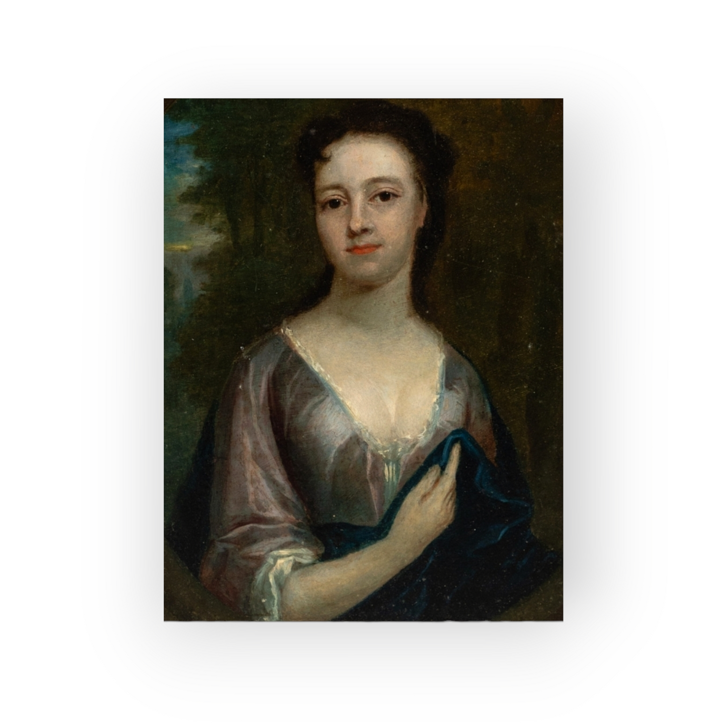 Follower of Sir Godfrey Kneller (1666-1736) - A Diminutive 18th-Century English School Antique Oil On Copper Portrait Of A Lady