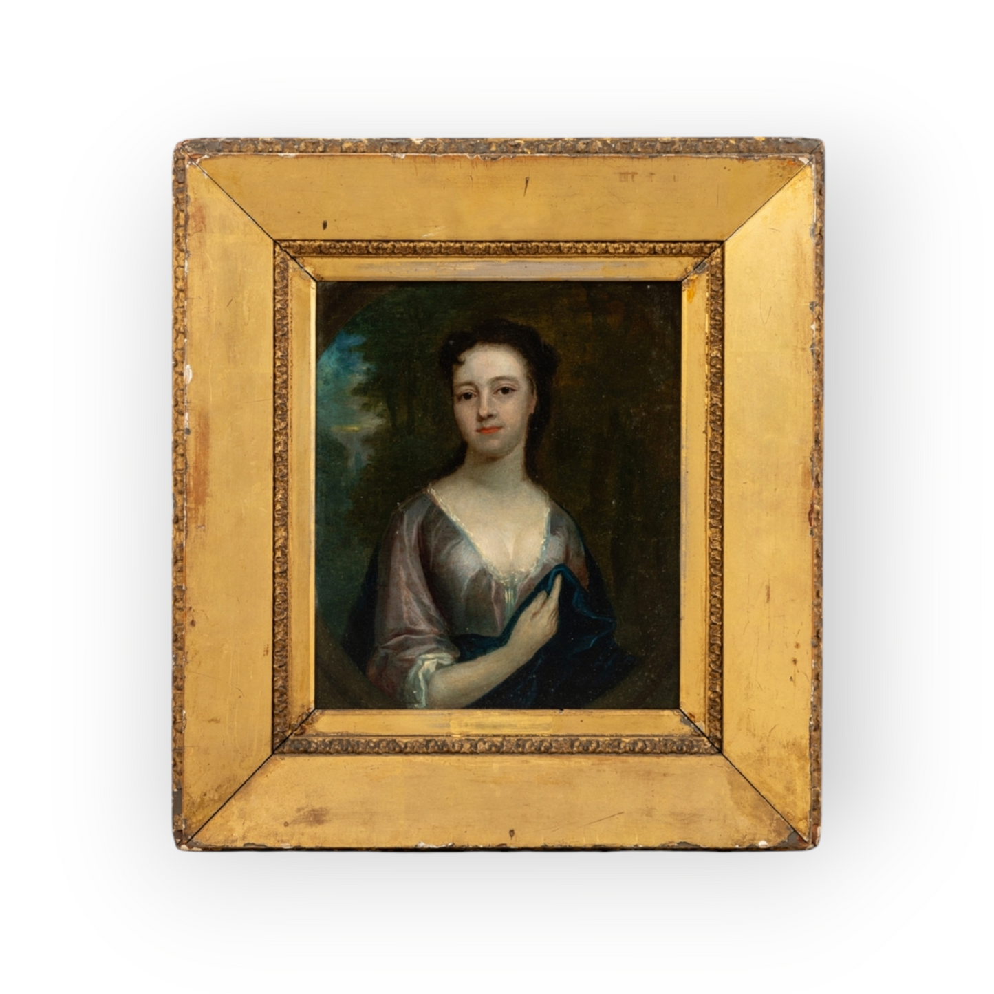 Follower of Sir Godfrey Kneller (1666-1736) - A Diminutive 18th-Century English School Antique Oil On Copper Portrait Of A Lady