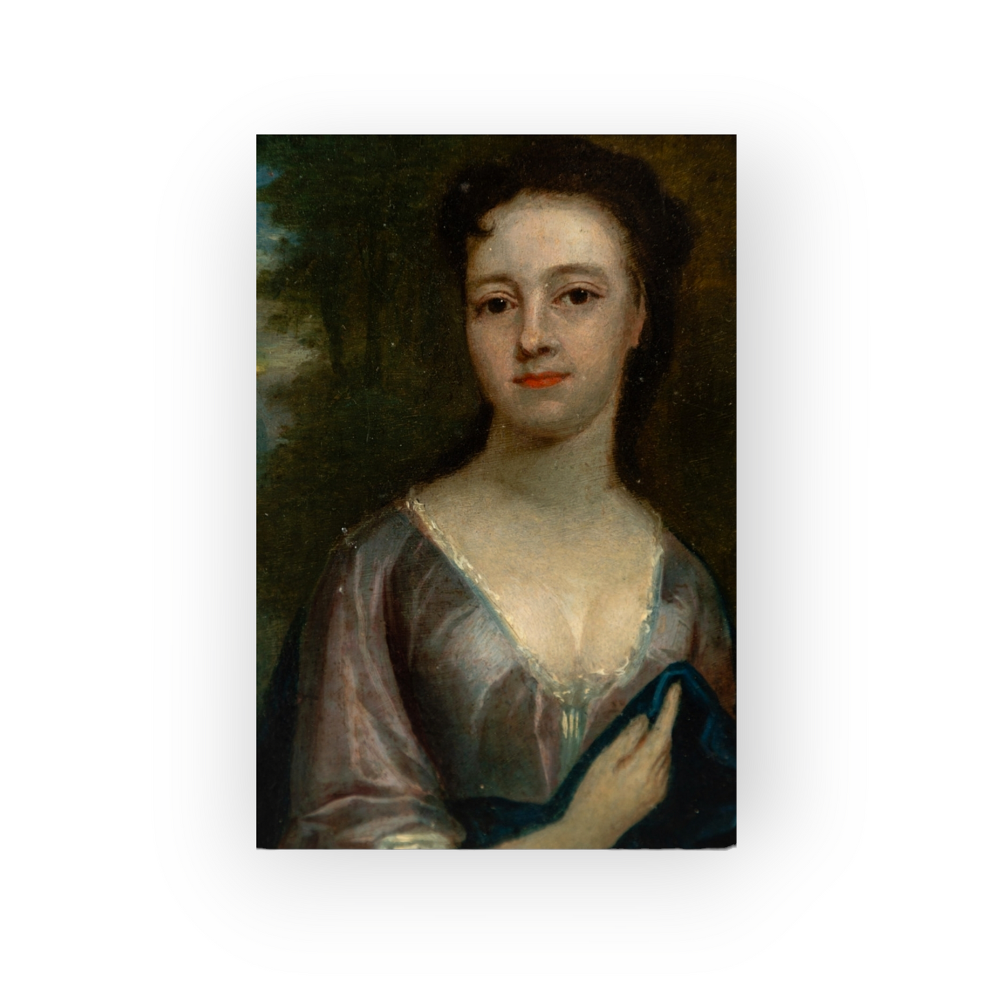 Follower of Sir Godfrey Kneller (1666-1736) - A Diminutive 18th-Century English School Antique Oil On Copper Portrait Of A Lady