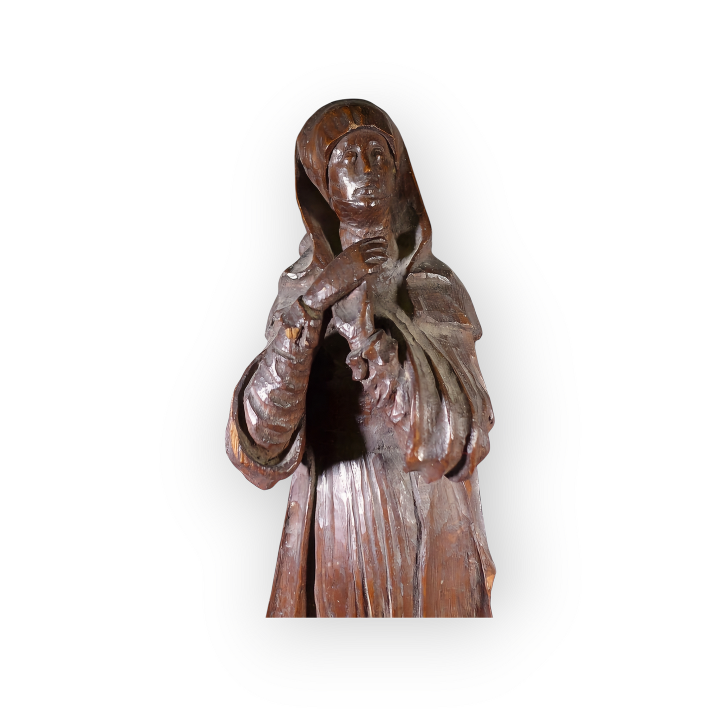 16th-Century Gothic Antique Carved Wooden Sculpture Depicting The Virgin Of Calvary