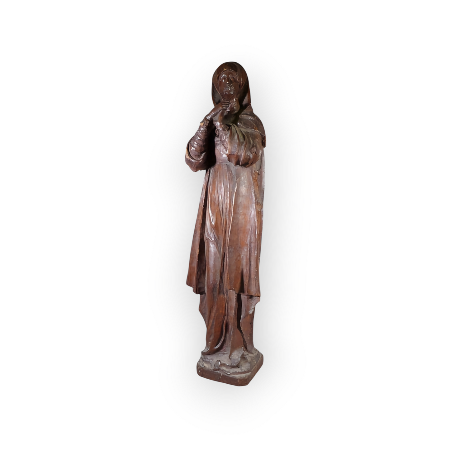 16th-Century Gothic Antique Carved Wooden Sculpture Depicting The Virgin Of Calvary