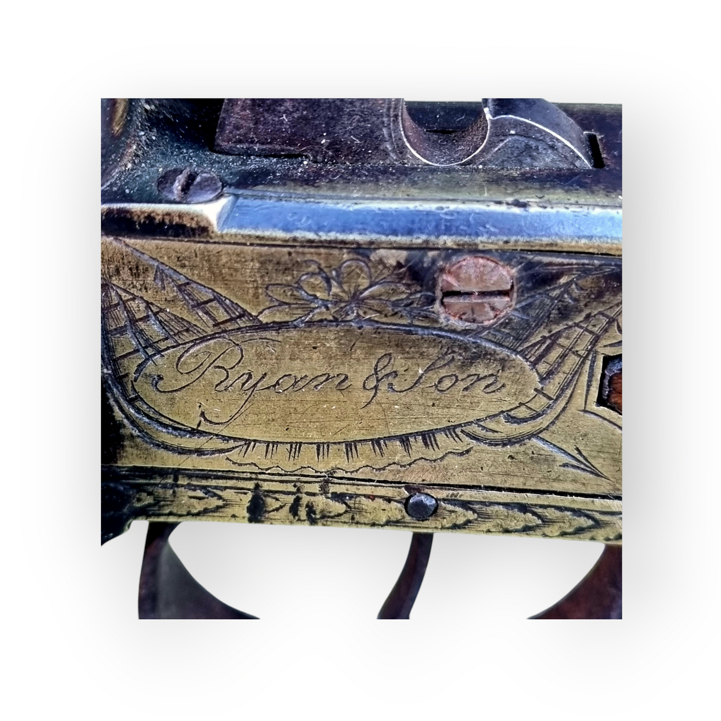 Early 18th Century English Antique Flintlock Tinder Lighter Bearing The Makers Name "Bryan & Son"