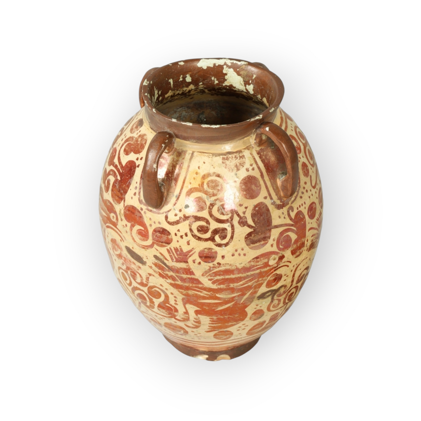 Mid 17th Century Spanish / Hispano-Moresque Antique Earthenware Tin-Glaze & Lustre Decorated Vase