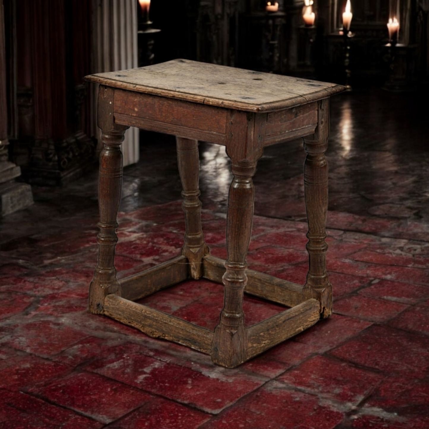 Late 17th Century English Antique Oak Joint Stool