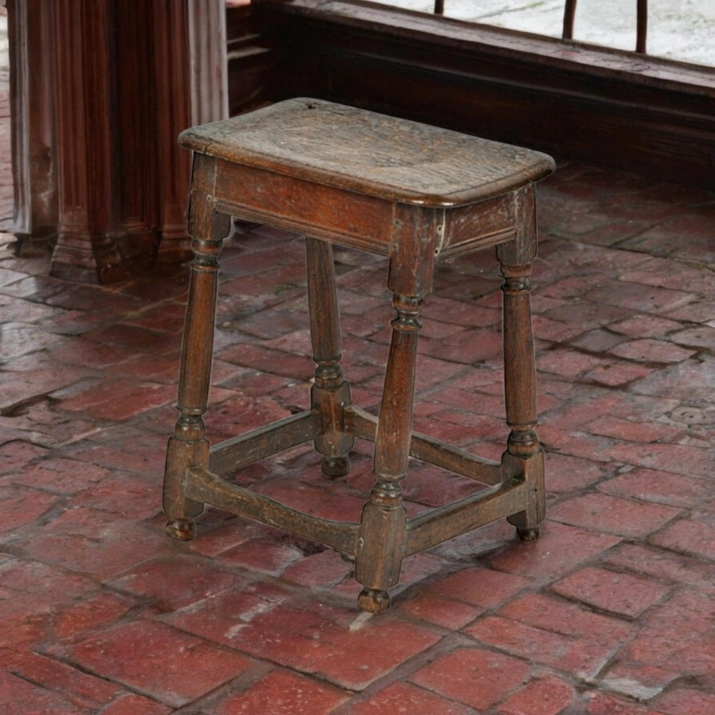 Late 17th Century English Antique Oak Joint Stool