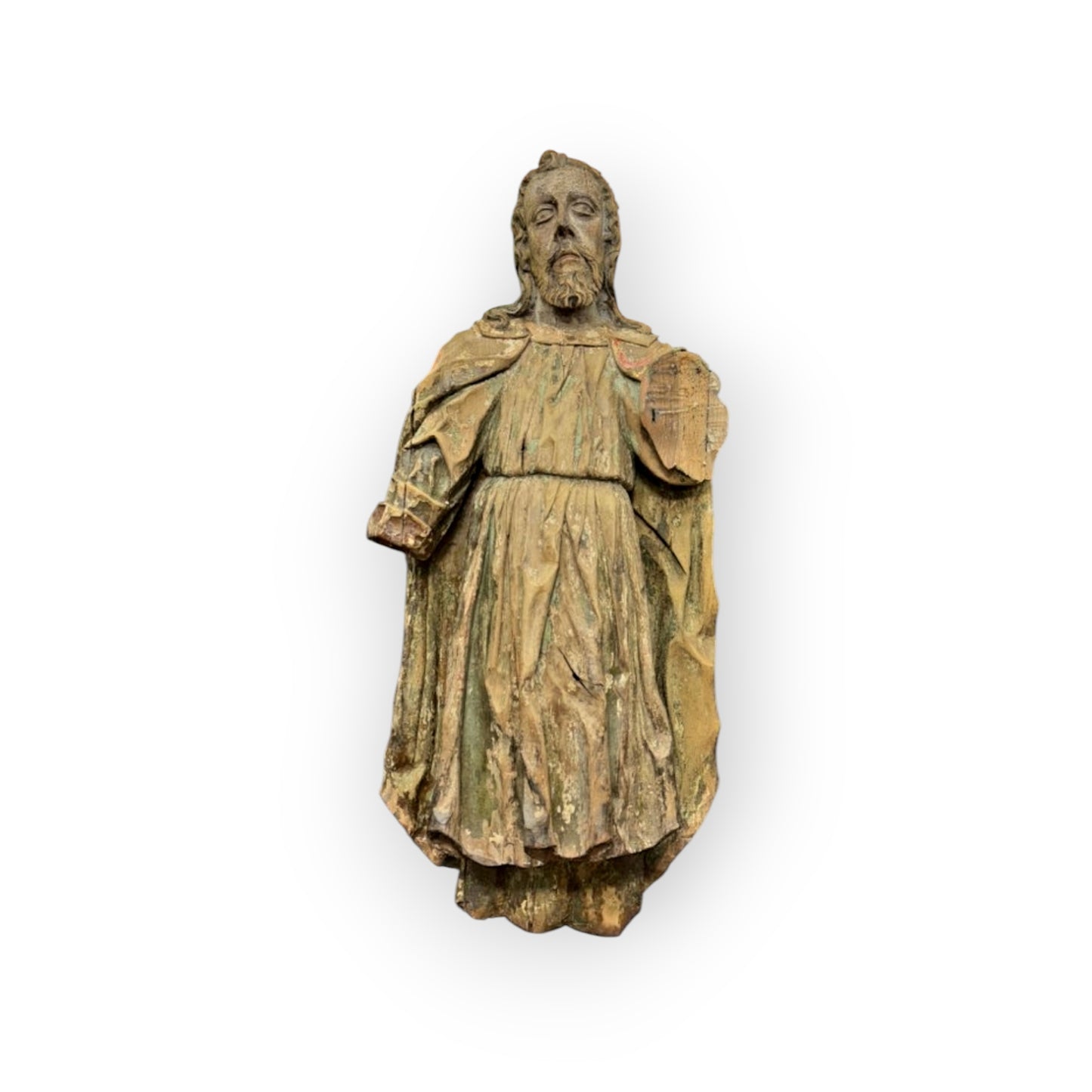 Early 16th-Century Gothic Antique Carved Wooden Sculpture Of A Saint, circa 1500