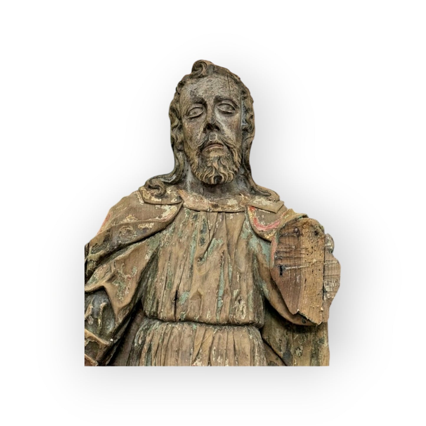 Early 16th-Century Gothic Antique Carved Wooden Sculpture Of A Saint, circa 1500