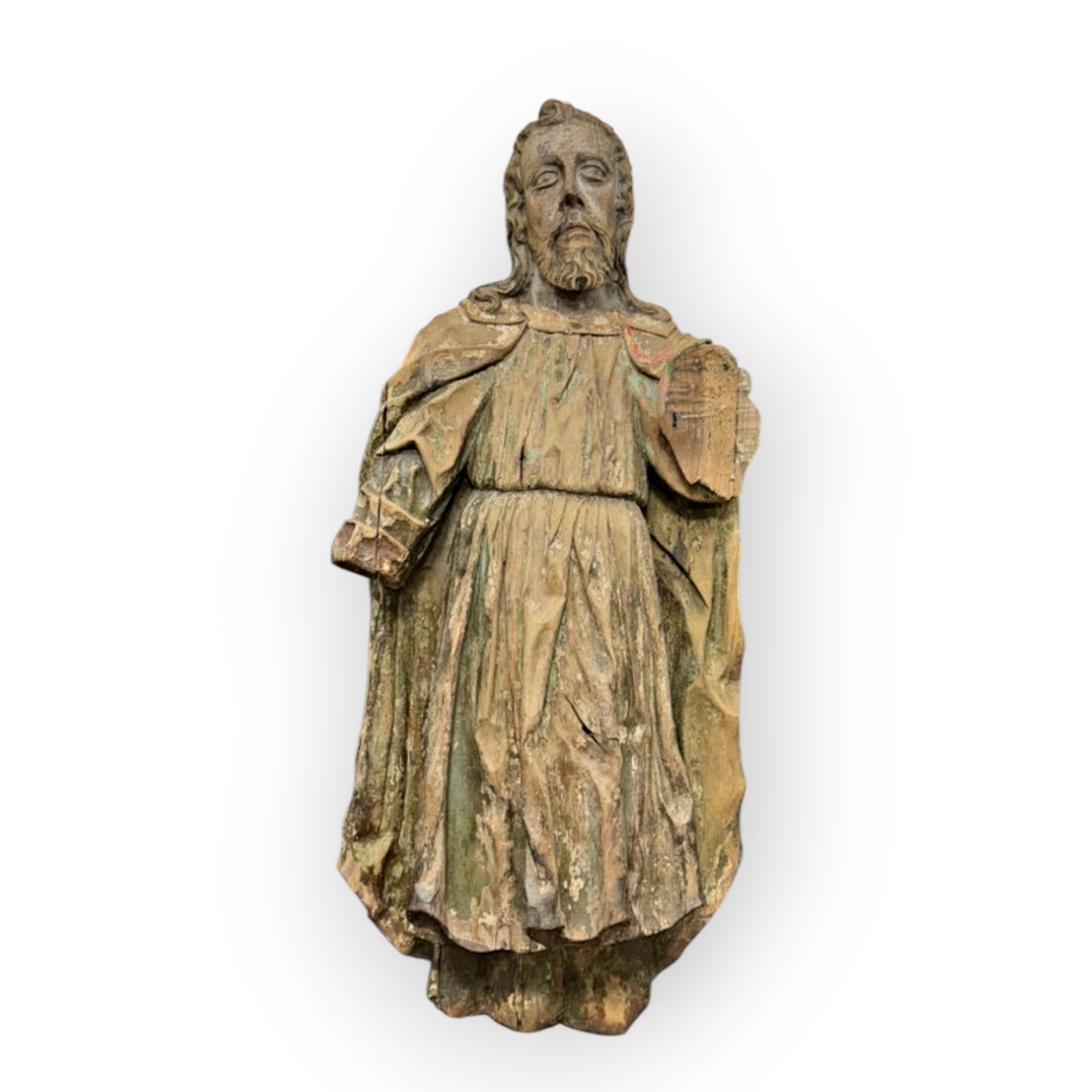 Early 16th-Century Gothic Antique Carved Wooden Sculpture Of A Saint, circa 1500