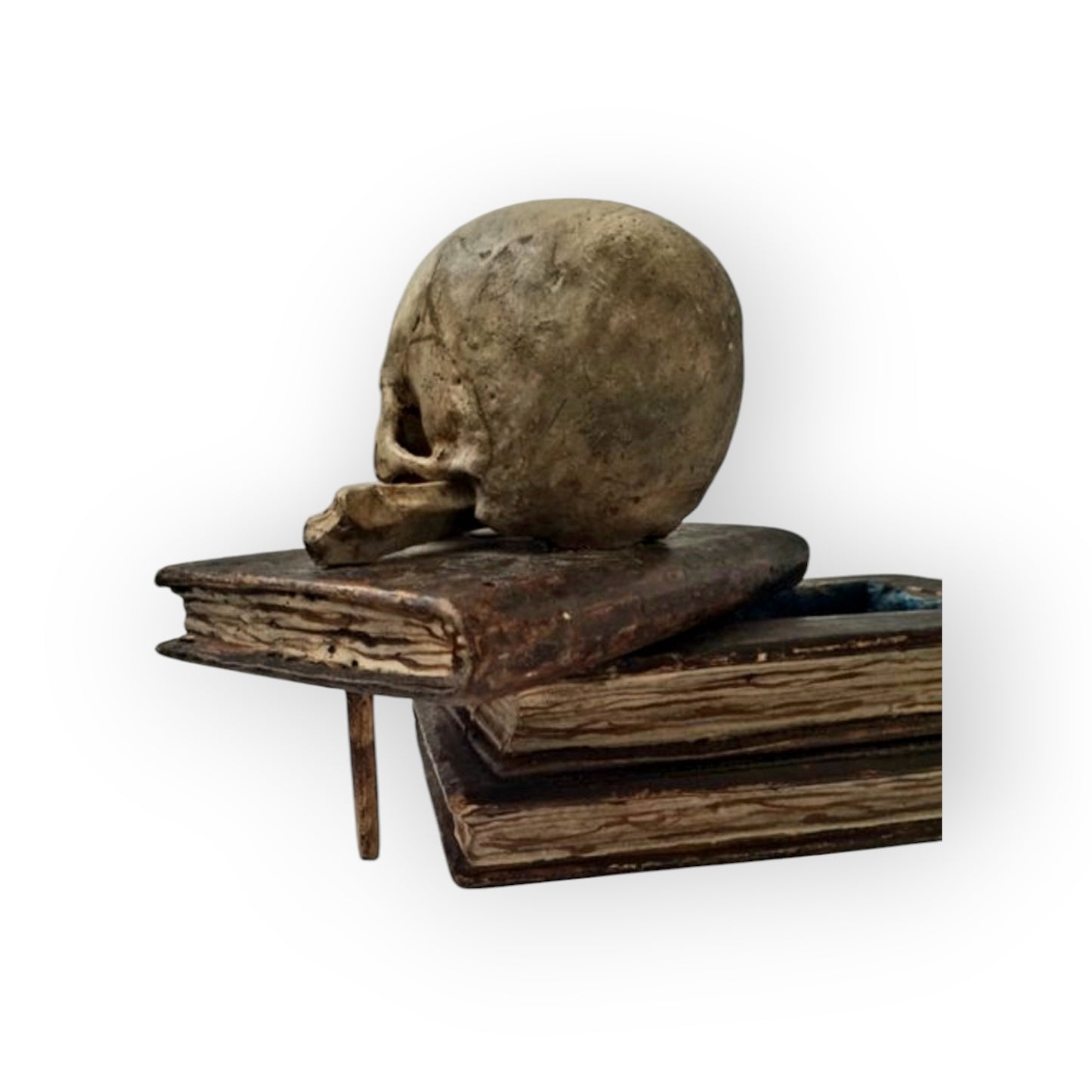 Mid 18th-Century Italian Antique Carved Treen Memento Mori Book Box