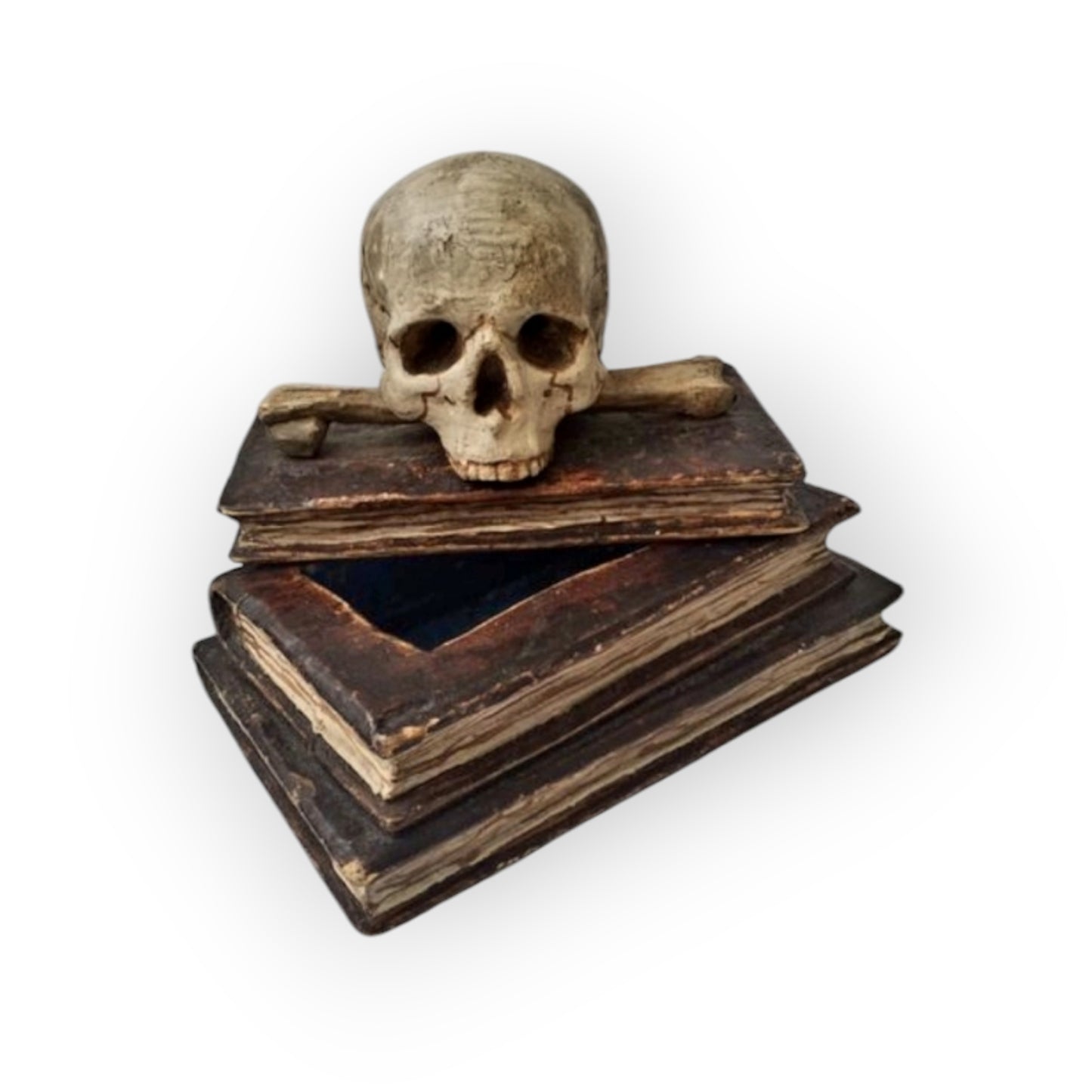 Mid 18th-Century Italian Antique Carved Treen Memento Mori Book Box