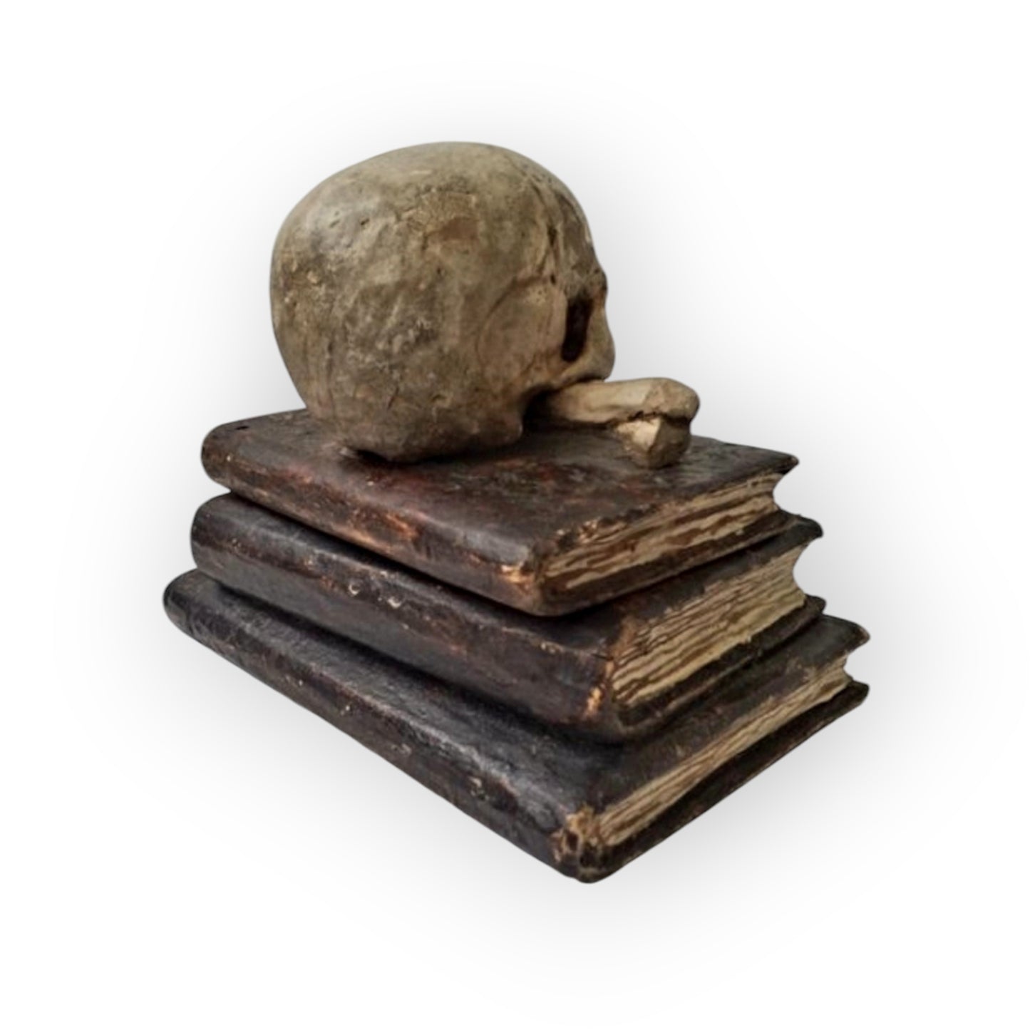 Mid 18th-Century Italian Antique Carved Treen Memento Mori Book Box