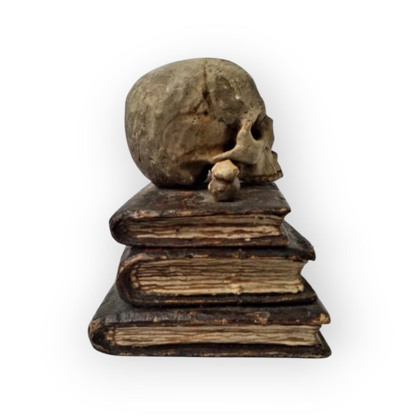 Mid 18th-Century Italian Antique Carved Treen Memento Mori Book Box