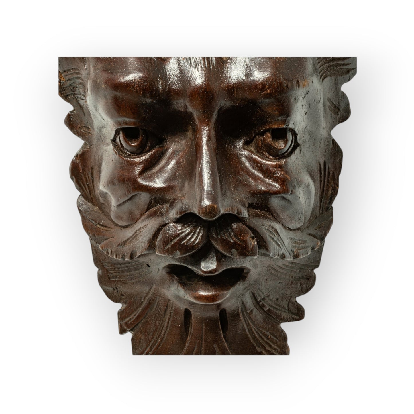 Mid 19th Century English Antique Carved Beech Wood Panel / Corbel Depicting a Green Man