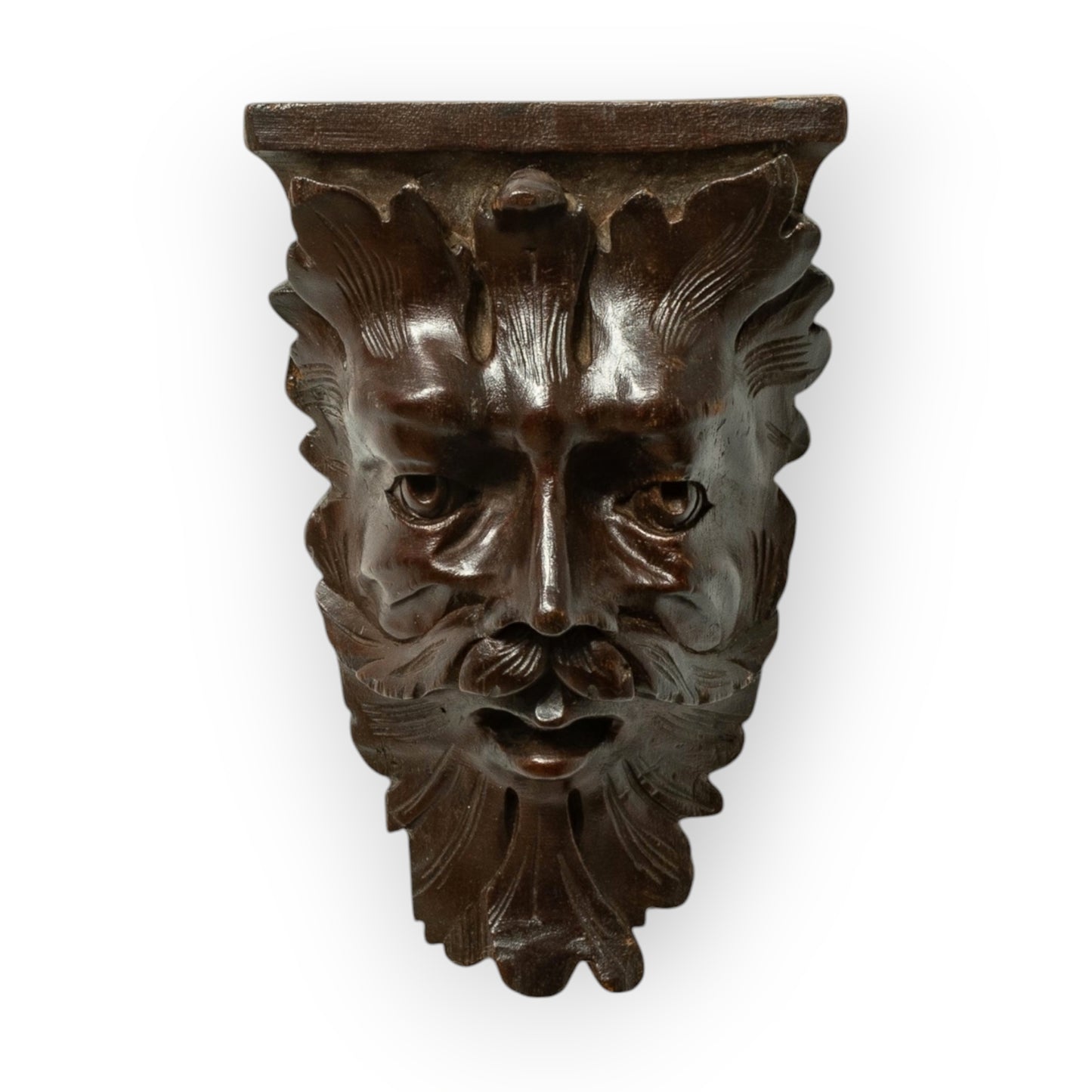 Mid 19th Century English Antique Carved Beech Wood Panel / Corbel Depicting a Green Man