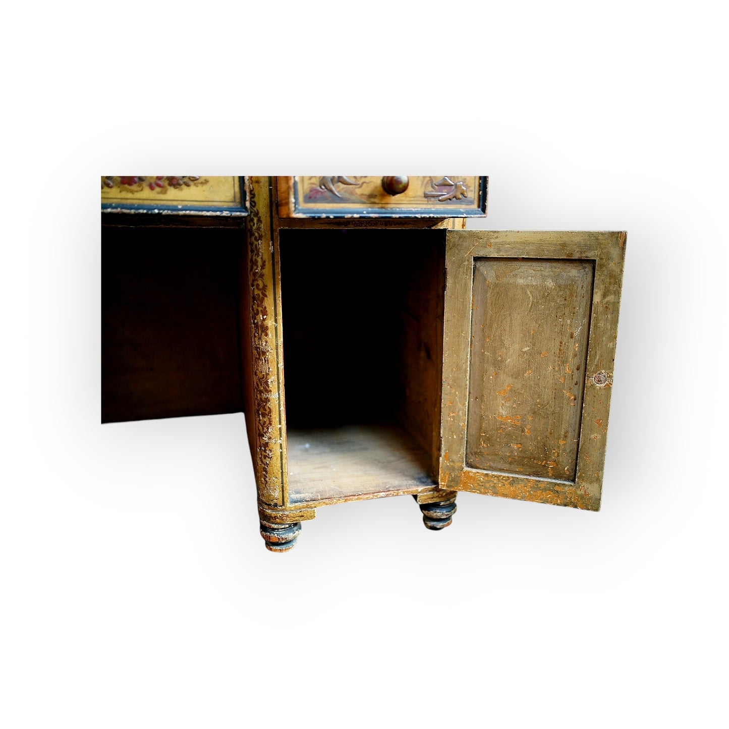 18th-Century Style, Late Victorian/Edwardian Period-Made, English Antique Chinoiserie Pedestal Desk